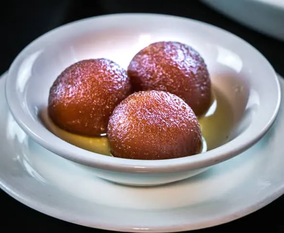 Delicious Gulab Jamun dessert at Swagat India Bar & Bistro in Edmonton, AB